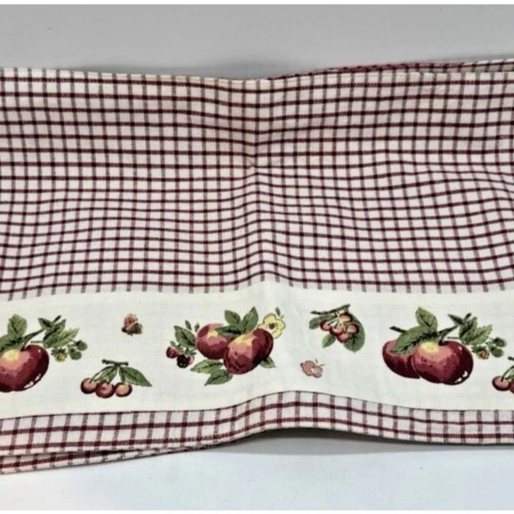 Vintage Pfaltzgraff Delicious Cloth Placemats Pair of Red Gingham Apple 13.5x19